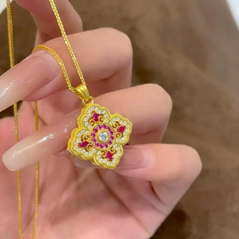 빈티지 럭셔리 4잎 클로버 꽃 모양 레드 루비 보석 펜 - Red Clover Flower 리뷰 및 가격