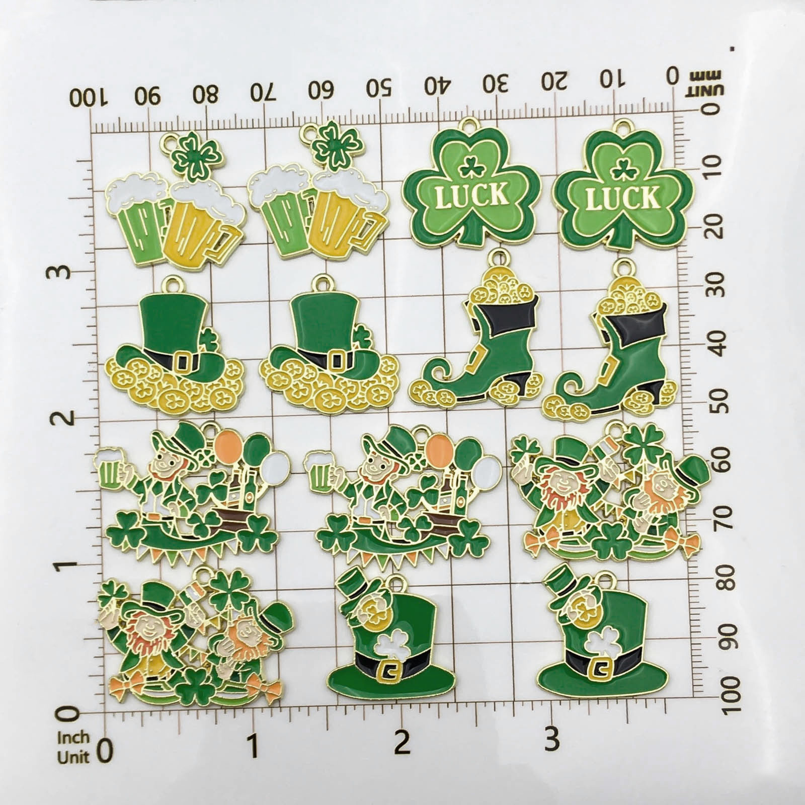 10/14pcs 에나멜 녹색 럭키 클로버 모자 성 패트 - Red Clover Flower 리뷰 및 가격